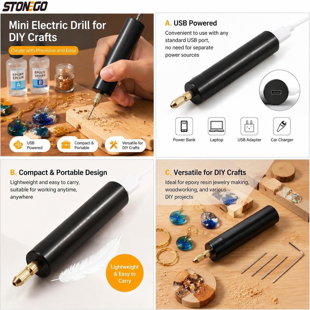 Mini USB Powered Electric Dril - Jewelry Making Rotary Tool ulasan dan harga