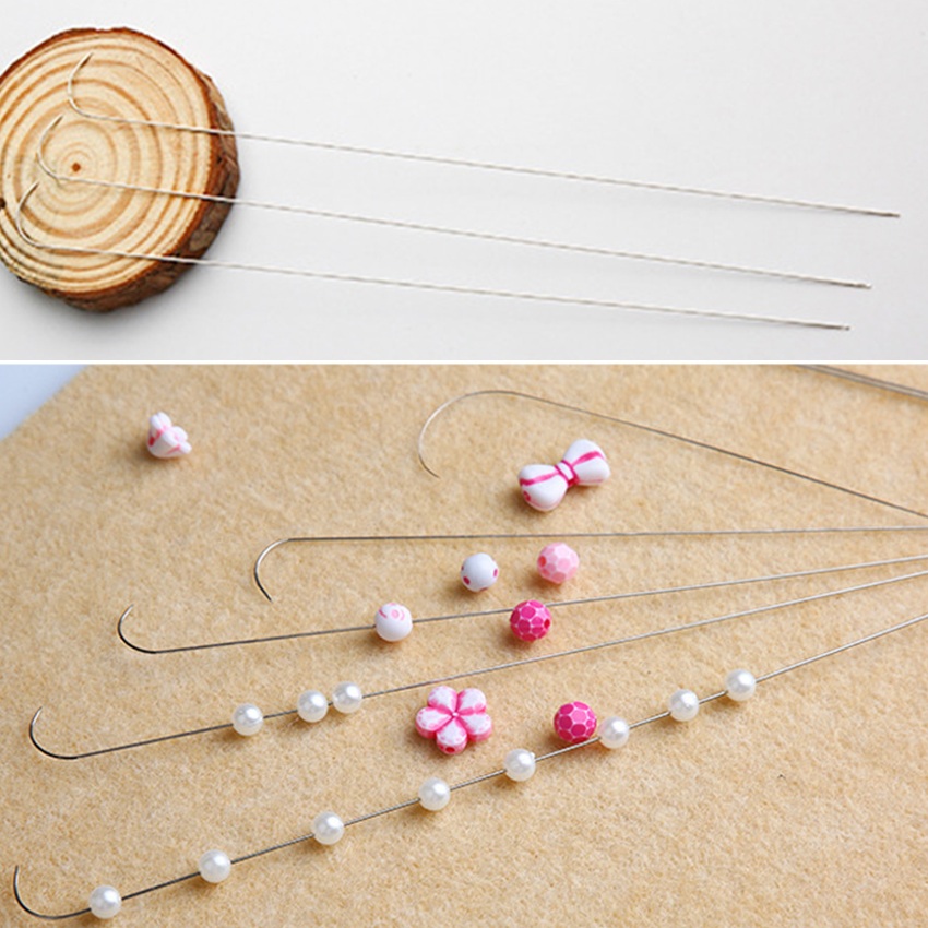 3pcs Stainless Steel Curved Ho - Beading Needle Fine ulasan dan harga