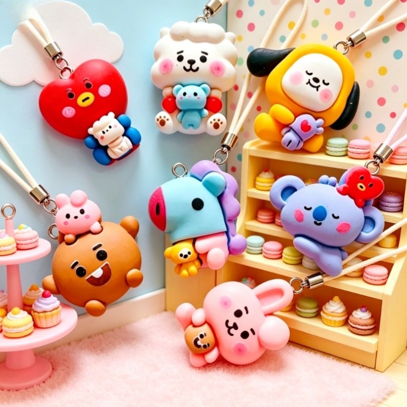 7pcs BT21 Resin Cartoon Charm  - Jewelry Making Kit For Adults ulasan dan harga