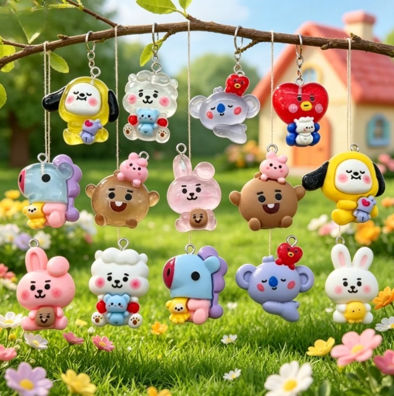 7pcs BT21 Resin Cartoon Charm  - Jewelry Making Kit For Adults ulasan dan harga