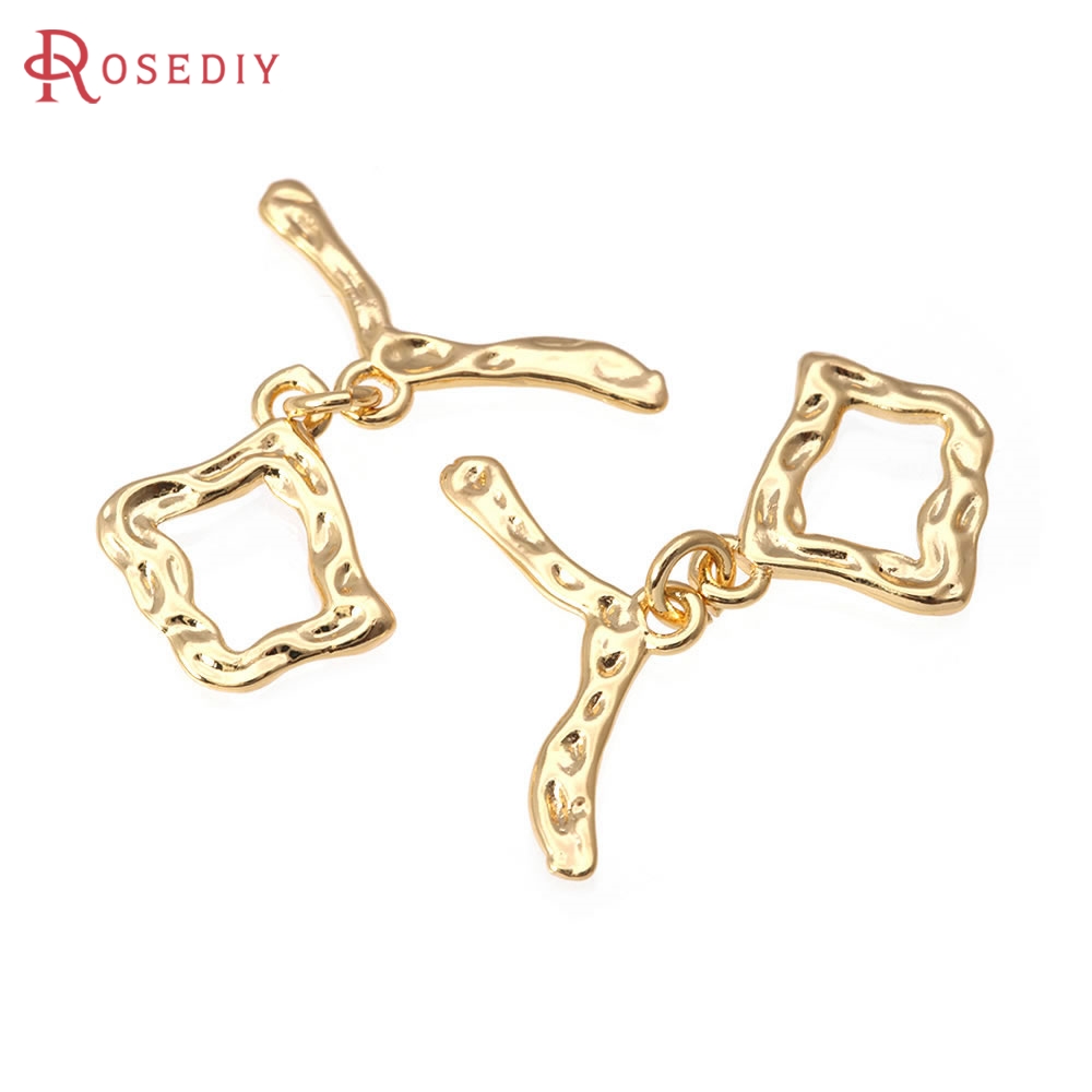 18K Gold Color Brass Square Sh - Toggle Clasp Gold ulasan dan harga