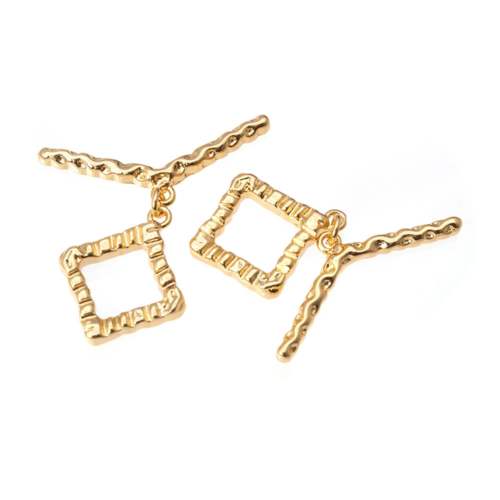 18K Gold Color Brass Square Sh - Toggle Clasp Gold ulasan dan harga
