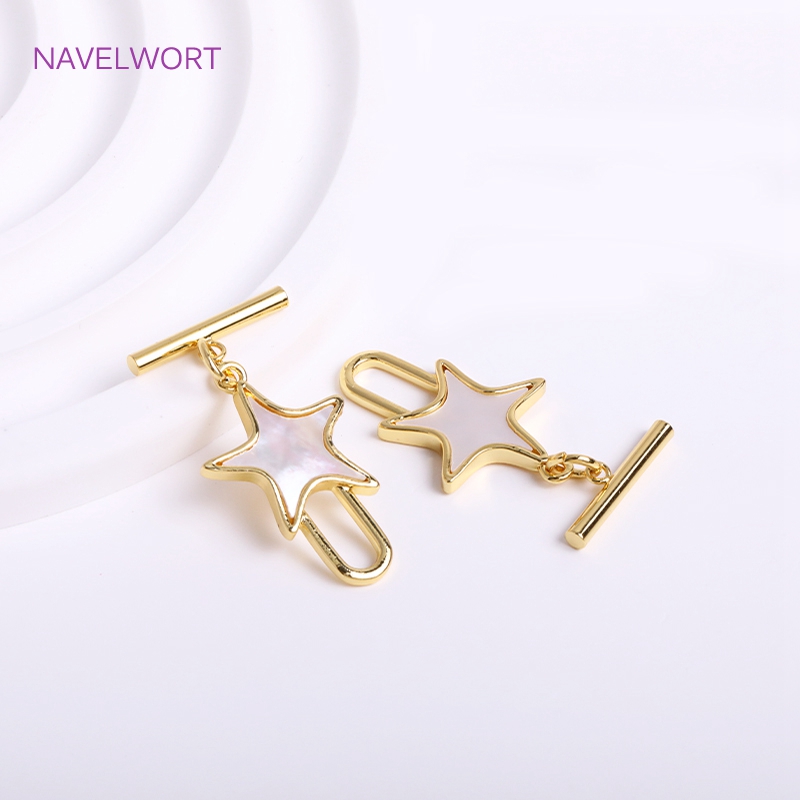 Trendy Natural Shell Pentagram - Toggle Clasp Gold ulasan dan harga